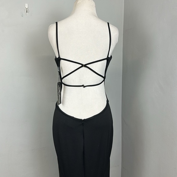 NWT La Femme Long Jersey Dress with Cut Out Open Back Gown Black Sz 4 - Picture 8 of 14